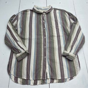 American Eagle Oversized Fit Stripe Button Down Long Sleeve Women’s Size Medium.